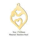 Gold stainless steel mother and child heart pendant 17x24mm for DIY jewelry making - Gold Mother & Child Heart (JN388-2)