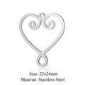 Silver stainless steel heart charm with ornate patterns for DIY jewelry making 22x24mm - Silver Scroll Heart (JN389-1)