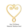 Golden stainless steel heart pendant with scrollwork pattern, size 22x24mm for DIY jewelry - Gold Scroll Heart (JN389-2)