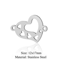 Silver stainless steel heart-shaped charm connector for DIY jewelry, 12x17mm size - Silver Multi-Heart Hollow (JN391-1)