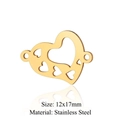 Golden heart-shaped stainless steel DIY connector charm, size 12x17mm in vacuum plating - Gold Multi-Heart Hollow (JN391-2)