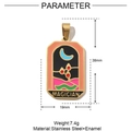Rechteckiger Magier-Tarot-Anhänger aus Edelstahl mit buntem Emaille-Mond-Design - Der Magier