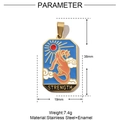 Goldener Tarot-Anhänger aus Edelstahl mit blauem Emaille-Stärke-Tiger-Design - Stärke (STRENGTH)