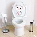 Cute cartoon gray striped kitten sticker with pink bow for bathroom toilet lid decoration - Style B (980B-20*30CM)
