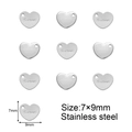 Silver heart-shaped stainless steel jewelry charms, 7x9mm size with S Steel engraving - 7x9 Heart