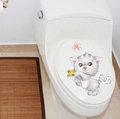Cartoon grey cat and butterfly PVC waterproof decorative sticker for toilet lids - Style D (980D-20*30CM)