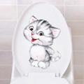 Cute hand-drawn cartoon grey cat sticker for toilet lid bathroom decoration - Style E (980E-20*30CM)