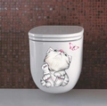 Cartoon kitten watching pink butterfly decal on white toilet for home decor - Style F (980F-20*30CM)
