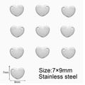 Silver stainless steel heart charm pendants 7x9mm for DIY jewelry making - 7x9 Heart