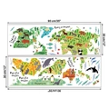 Cartoon world map wall stickers with animals, set of two 30x90cm self-adhesive decals - Animal World Map Style (KSR-49)