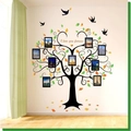 3D-Stammbaum Wandtattoo mit schwarzen Ästen und bunten Blättern für die Fotowand - Heart Photo Frame Tree Style (SK2010W)