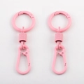 Pink macaron alloy spring keychain snap hook with round ring and pear-shaped buckle - Style 1 / Pink-2.9x8.6cm