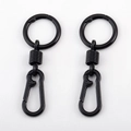 Matte black alloy spring carabiner keychain set with industrial minimalist aesthetic - Style 1 / Black-2.9x8.6cm
