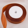 Single roll of 2cm burnt orange satin ribbon with smooth finish for DIY crafts - In Roll / Gold Brown