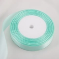 Single roll of 2cm mint green satin ribbon for elegant gift and bouquet wrapping - In Roll / Teal Blue
