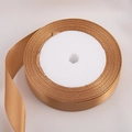 Golden satin ribbon roll 2cm width for elegant flower gift wrapping and DIY crafts - In Roll / Brown