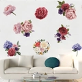 Vintage 3D floral wall stickers with roses and hydrangeas for living room decor - KS6724 Hand-painted Peony Rose
