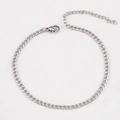 Silver stainless steel curb chain bracelet with lobster clasp and extension link - 3mm Wide-24cm (1 Piece/Pack) / Steel