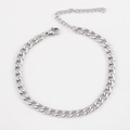 Polished silver stainless steel Cuban link chain necklace with a secure lobster clasp - 5mm Wide-24cm (1 Piece/Pack) / Steel