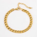 Adjustable golden stainless steel oval link chain bracelet with secure lobster clasp closure - 7mm Wide-24cm (1 Piece/Pack) / Gold