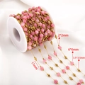 Edelstahlkette mit rosa facettierten Steinen und Goldperlen für DIY-Schmuck - Rosa 6mm