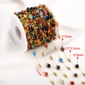 Bunte facettierte Steinperlen mit goldener Edelstahlkette für DIY-Schmuckherstellung - 0,5 Meter/Packung / Gold-Bunt 6mm