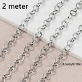 DIY silver stainless steel 0.5cm Rolo chain for jewelry making 2 meter length - 3mm / Steel