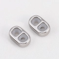 Polished silver 304 stainless steel double-hole silicone spacer beads for jewelry - 13mm / Steel