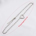 Collier trombone argenté avec fermoir mousqueton cœur, longueur totale de 53cm - 53cm / Style Mousqueton Cœur / Acier