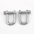 Polished silver stainless steel horseshoe D-ring buckle with knurled screw pin connector - Straight U-Shaped Buckle / 1pc/pack / Steel