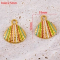 Colorful striped shell charm in gold stainless steel with 19mm width for DIY jewelry - Striped Shell (17*19mm)