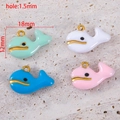 Four whale pendants in mint, ivory, sky blue and pink colors with gold-tone edges - Whale Style (12*18mm)