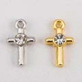 Gold and silver cross pendants with rhinestones for DIY jewelry making and crafts - Cross / Silver