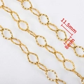 Chaîne géométrique dorée avec maillons ovales texturés de 11,5mm x 8mm pour bijoux - 1m/Paquet / Style Losange Ondulé Facetté Or