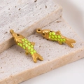 Pendentif poisson en acier inoxydable 304 doré avec écailles en émail vert brillant - Carpe Koï Vert 25.6x8.4