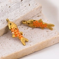 Pendentif carpe koi doré en acier inoxydable 304 avec émail orange pour bijoux DIY - Carpe Koï Orange 25.6x8.4