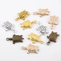 Assorted turtle charms in gold, silver and bronze plating for DIY jewelry making - Antique Silver / Sea Turtle-12x18