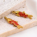 Pendentifs carpe Koï en acier inoxydable 304 avec émail rouge et doré - Carpe Koï Rouge 25.6x8.4