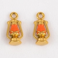 Colgantes de lámpara de queroseno en acero inoxidable dorado y naranja para joyas DIY - 1 Pieza (16.5x8mm) / Naranja