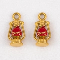 Colgante de lámpara de queroseno dorado con esmalte rojo para collares de DIY - 1 Pieza (16.5x8mm) / Rojo