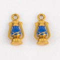 Colgante de lámpara dorada con esmalte azul real para creación de joyas artesanales - 1 Pieza (16.5x8mm) / Azul