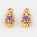 Colgante de lámpara de queroseno de acero 304 con baño de oro y acabado en esmalte púrpura - 1 Pieza (16.5x8mm) / Púrpura