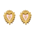 Boucles d'oreilles Sacred Heart en émail rose et plaqué or avec lignes radiales - Étoile Cœur