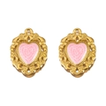 Pendentifs cœur rose avec fleur en relief style baroque pour création bijoux - Cœur-Rose Clair