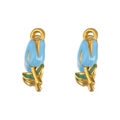 Blue and green tulip enamel heart pendant in golden finish for DIY necklace making - Tulip / 8x20mm / Blue