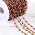 Cadena de acero 304 con dijes de corazón rosa brillante para hacer joyería DIY - 【1 Metro / Paquete】 / Corazón-LOVE Rosa