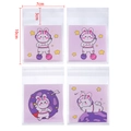 Cute astronaut bunny transparent self-sealing storage bags for jewelry 7x10cm - Purple Space Travel