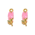 Rosa Emaille Tulpenanhänger in Goldoptik für DIY-Schmuck und Halsketten - Tulpe