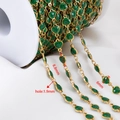 Cadena DIY de acero dorado con corazones de purpurina verde para hacer joyería - 【1 Metro / Paquete】 / Verde Con Forma De Corazón
