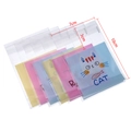Detail view of 7x10cm colorful cartoon cat self-adhesive jewelry bags with size markers - Multicolor Cat Rabbit Fox